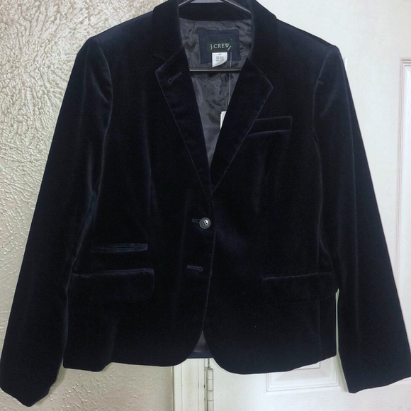 J. Crew Jackets & Blazers - J Crew Velvet Navy Blue Blazer